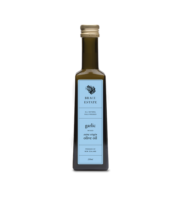 BRACU ESTATE  GARLIC INFUSED EXTRA VIRGIN OLIVE OIL 250ML