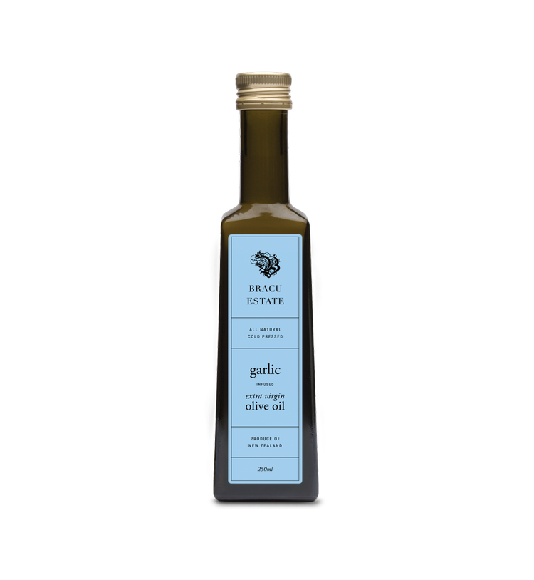 BRACU ESTATE  GARLIC INFUSED EXTRA VIRGIN OLIVE OIL 250ML